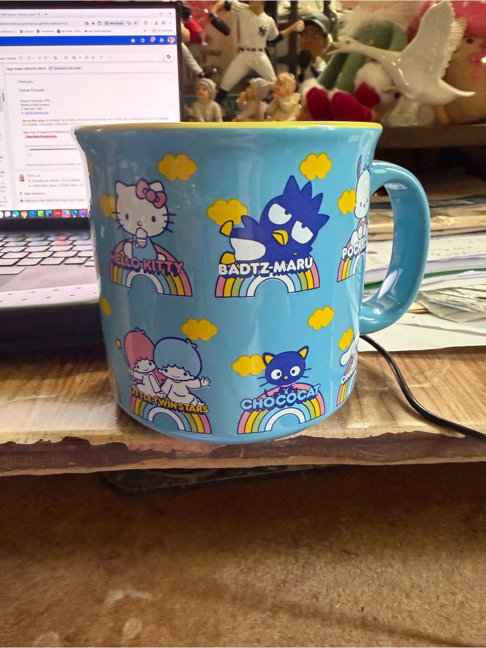 Hello Kitty Blue Rainbow Character Ceramic jumbo Mug